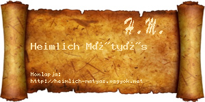 Heimlich Mátyás névjegykártya
